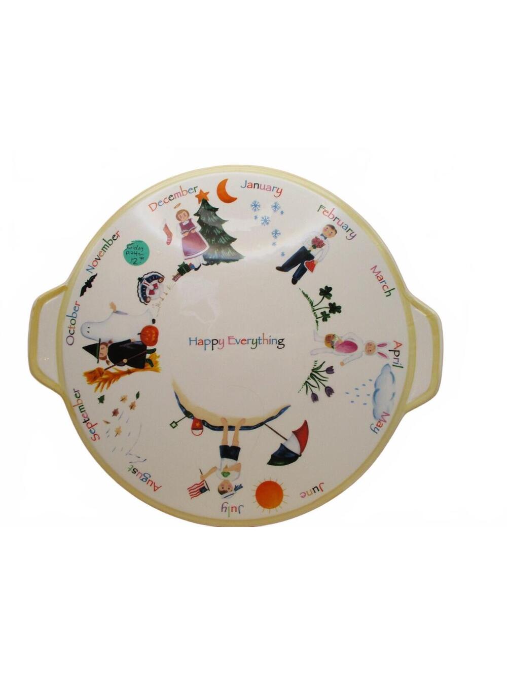 Nantucket Home Happy Everything 12 Month Calendar Ceramic Serving Platter Plate